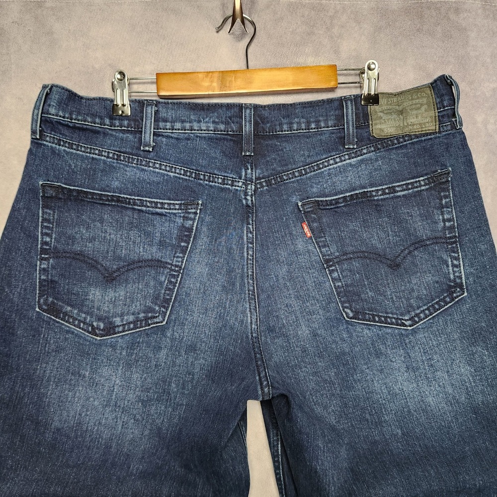 Levis 550 Relaxed Fit Mens Jeans 40x30 Dark Indigo Blue Stretch Denim
